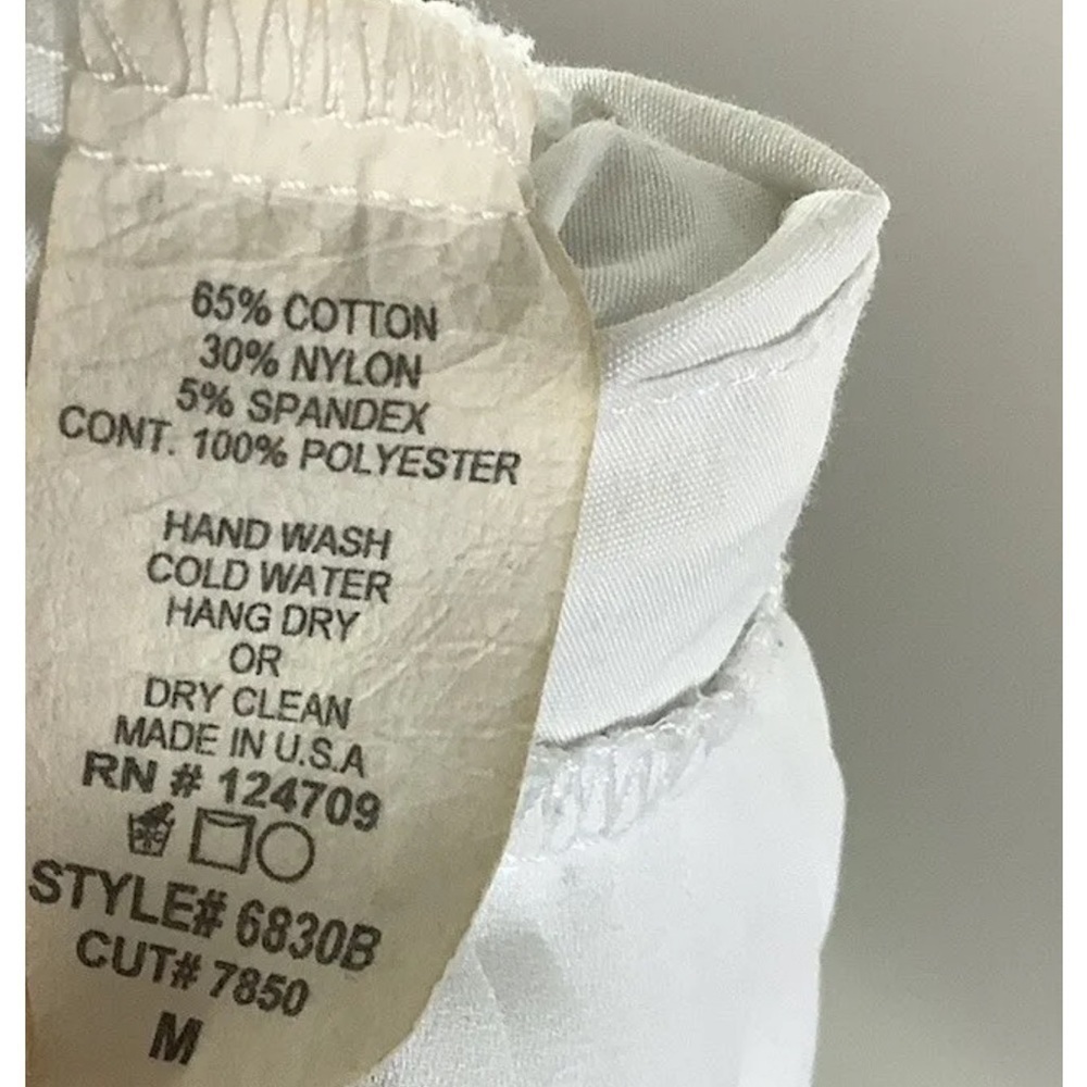 IC By Connie K Sz M Pleated Trim Button Blouse White Cotton Spandex Collared - Picture 6 of 6